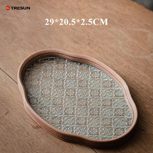 Plateau de service TRESUN vintage de luxe en verre gaufré, durable, à motif personnalisé, pour sushis, amuse-gueules et plats asiatiques – Vente en gros usine - Product Image 2