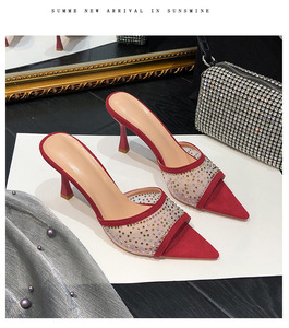 New Fine Rhinester High Slippers Pointed Open Toe High-heeled Sandals - Product Image 2