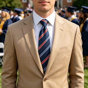 Custom Formal <b>Tie</b> Stripe Plaid Blue <b>Polyester</b> Business Wedding Necktie for Men - Product Image 2