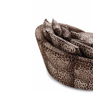 Sofá doble respaldo alto boda respaldo Rosa terciopelo estampado leopardo lujo italiano - Product Image 5