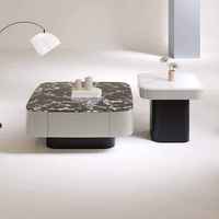 Table basse carrée noire moderne avec support TV, table centrale multifonctionnelle pour salon, mobilier de maison pratique et abordable