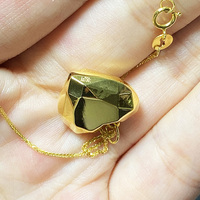 Collier pendentif en or jaune massif véritable 18 carats, forme cœur facetté, or pur Au750, bijoux pour femmes et filles