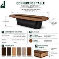 Table de Conférence Exécutive Géométrique de Luxe Moderne en Placage Noyer avec Prise Intégrée et Base de Support Robuste pour Réunions de Bureau