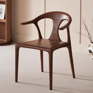 Nordic Solid Wood Rubberwood <b>Backrest</b> Dining Chair Chinese Modern Retro Duckbill Design Light Luxury Style Adult Use - Product Image 2