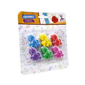 新着3Dアーティストプロ描画ワックスクレヨンかわいい着色動物馬の形6色プラスチッククレヨン子供用 - Product Image 3