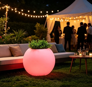 Pot de plante LED étanche rechargeable à changement de couleur avec télécommande, abat-jour dimmable, bol de plantation multicolore pour décoration extérieure - Product Image 6