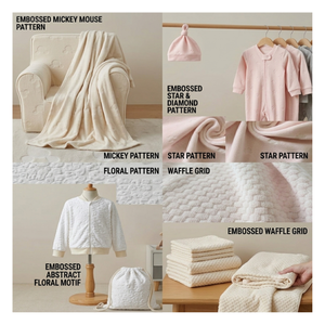 High Quality 240gsm Open End Jacquard <b>Knitted</b> Velour Fabric 80% Cotton 20% Polyester Velvet Cloth - Product Image 1