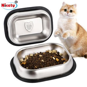 Tempat Makan Hewan Peliharaan Ramah Lingkungan dari Baja Anti Karat 304, Mangkuk Anjing Persegi Panjang Desain Modern dan Portabel untuk Pakan Anjing Biasa - Product Image 1