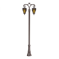 Lampadaire de jardin extérieur en fer avec abat-jour en verre LED, lumière blanc chaud 2700K, IP66, ampoule A19 non amovible, AC 220V, détecteur de mouvement, alimenté par énergie solaire