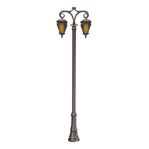 Farola de Jardín de Hierro para Exteriores con Pantalla de Vidrio LED, Luz Blanca Cálida de 2700K, IP66, Bombilla A19 No Desmontable, AC 220V, Sensor de Movimiento, Energía Solar - Product Image 1