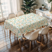 Nappe d'extérieur en PVC motif plantes vertes RNPT, réutilisable pour patio, durable pour les fêtes, résistante aux taches