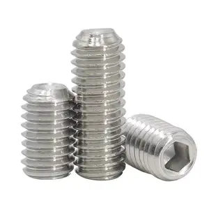 304 acier inoxydable sans tête Concave extrémité M6-1 x 4mm jeu de douilles hexagonales vis sans tête coupe point plat boulon sans tête