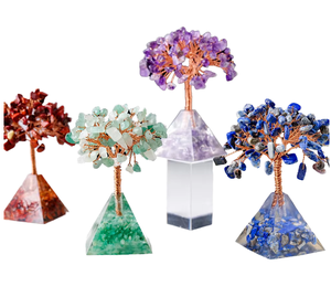 Adorno de árbol de cristal de obsidiana natural con <span class=keywords><strong>Base</strong></span> de pirámide negra y Chip Fortune DIY decoración de flores para oficina en casa - Product Image 4