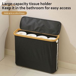 Bolsa de Ropa Sucia Negra Grande para Interiores, con Gran Capacidad y Fácil de Transportar, Cesta para Guardar Papel Higiénico - Product Image 2