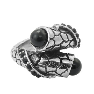Anillo de Serpiente de Plata con Rubí y Zafiro Negro, Engaste de Bisel, Estilo Retro Punk, Joyería Unisex, Regalo 290126 - Product Image 5