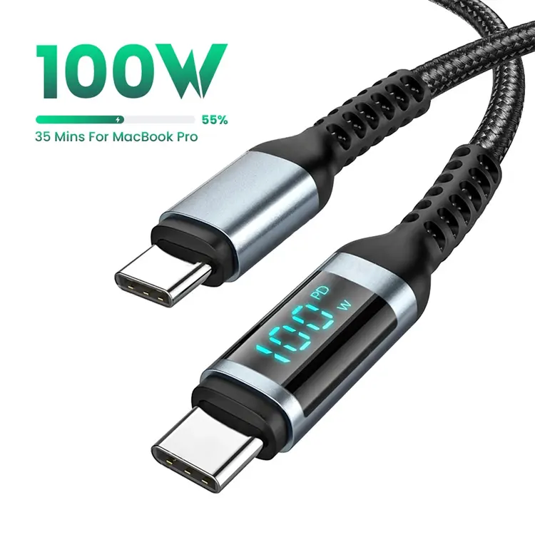 Led Display 100W Usb Type C Naar Usb C Kabel 0.5/1.5/2M Voor Huawei Ipad Samsung Snellader Kabel