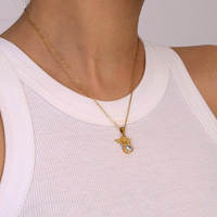 Exquisito collar de circón de Ángel lindo chapado en oro de 18 quilates de acero inoxidable de moda collar de joyería impermeable