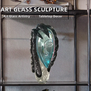 Vase en verre soufflé de Murano, décor moderne européen, glaçure colorée, <span class=keywords><strong>sculpture</strong></span> <span class=keywords><strong>visage</strong></span> de <span class=keywords><strong>femme</strong></span> style Picasso, motifs ange et fée - Product Image 5