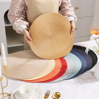 Direct usine, set de table rond en PP tissé, couleur unie, simple, résistant à l'huile et à la chaleur, style moderne minimaliste