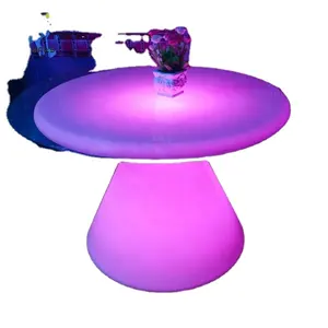 Elegante Glazen 10 Persoon Led Licht Ronde Bar Tafel En Stoelen Eettafel