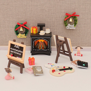 Miniature <span class=keywords><strong>de</strong></span> maison <span class=keywords><strong>de</strong></span> poupée, <span class=keywords><strong>chevalet</strong></span> <span class=keywords><strong>de</strong></span> simulation, modèle cadeau, ornement fait main, accessoires décoratifs pour cheminée et couronne <span class=keywords><strong>de</strong></span> Noël DIY - Product Image 1