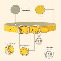 Collier pour chien et chat en cuir PU avec clochette, taille réglable, utilisable toute l'année, vente en gros