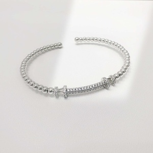 wholesale plata 925 <b>Silver</b> 18k Gold Plated adjustable <b>Cuff</b> <b>Bracelet</b> Classic Everyday Wear hip hop Round Brilliant Cut <b>bracelets</b> - Product Image 3