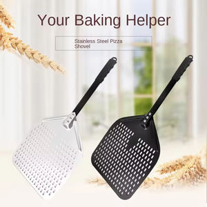 Pala para pizza de acero inoxidable con mango largo y herramienta de transferencia, cortador y espátula desechables para voltear pasteles y pizzas - Product Image 4