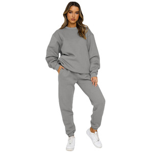 2025 Damenmode Kapuze Lange Hosen Sport bekleidung Set Herbst Winter Einfarbig Casual Loose Hoodie <span class=keywords><strong>2</strong></span>-teiliges Set - Product Image 5