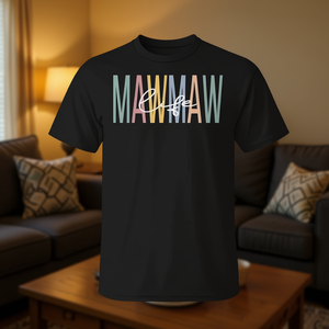 Camiseta Mawmaw Life con diseño de texto multicolor negro para regalo de abuela - Product Image 3