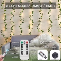 Guirlande lumineuse LED artificielle en forme de feuilles de Pothos et de lierre pour fenêtre, rideau, décoration féerique intérieure, Noël, mariage