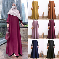 Abayas Luxueuses du Moyen-Orient pour Femmes Musulmanes, Couleur Pure, Abaya Noire à Manches Longues