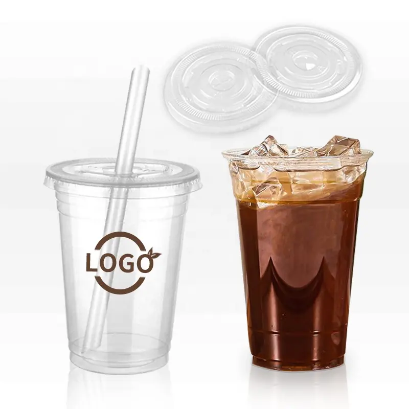 Tasse à café froid en plastique imprimé personnalisé, thermos de 12oz 16oz 20oz 24oz 32oz, contenant jetable à emporter