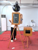 Photomaton en bois double, photomaton à miroir d'un côté, miroir magique d'un côté avec appareil photo reflex numérique, iPad