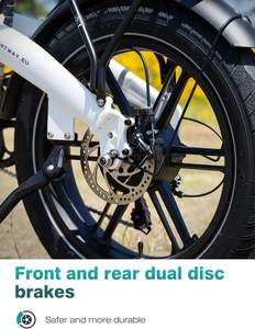 <span class=keywords><strong>Vélo</strong></span> électrique pliable <span class=keywords><strong>HITWAY</strong></span> 250W avec moteur arrière, pneus larges <span class=keywords><strong>20</strong></span>" 4.0", batterie 48V 13Ah, 7 vitesses, 25 km/h, suspension avant, aluminium - Product Image 6