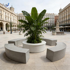 Circular Ring Seat Planter Outdoor Garden <b>Bench</b> Fiberglass Modern Gym Park Large Design - Product Image 1