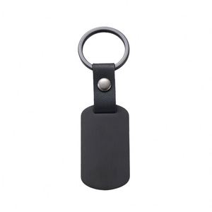 Metal <b>Key</b> Chain Blank Custom Logo Text PU Leather Laser Engrave UV Printing DIY Rectangular Stainless Steel Charm Blank <b>Key</b> <b>Ring</b> - Product Image 3