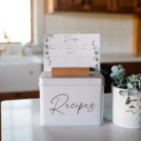 Coffret de recettes Farmhouse, boîte en métal pour garder les souvenirs, avec cartes de recettes, boîte résistante à la rouille, ensemble d'organisateur de recettes pour le comptoir de cuisine