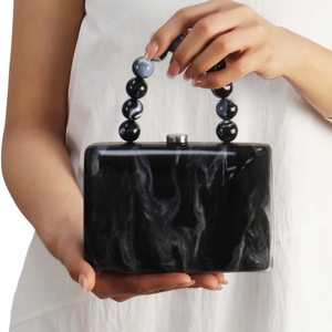 Women Acrylic Marble Summer Casual Evening Bag Pearl Handle Classic Clutch Cocktail <b>Prom</b> Crossbody Handbag Purse - Product Image 6