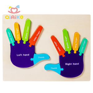 Jouet éducatif Montessori aides pédagogiques pour la maternelle cognitif main en bois pied paume apprentissage Structure corporelle Puzzle Board - Product Image 1
