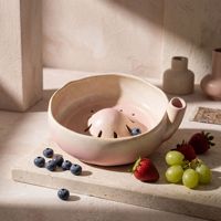 Bol de lavage de fruits rouges auto-rotatif en céramique 360 °   Égouttoir à tourbillon avec trous de drainage pour fraises, myrtilles et fruits de cuisine