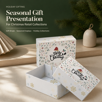 Boîte cadeau de Noël en deux parties, boîte en papier avec couvercle et base, motif imprimé saisonnier pour l'emballage de cadeaux de fêtes, vente en gros