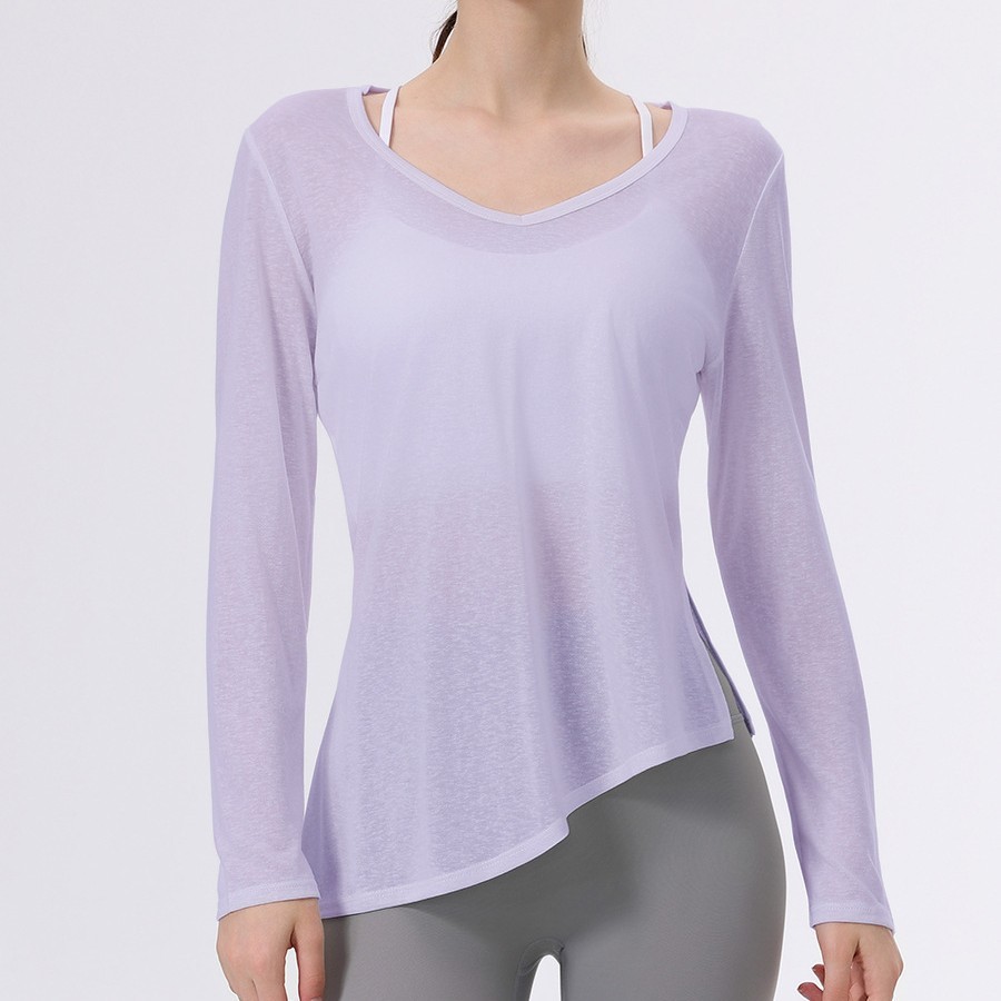 For Breathable Chicken Collar Casual Sports Top Blouse Women's Professional Fitness Long Sleeve Yoga Clothes