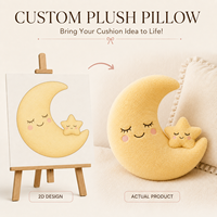 Coussin en peluche personnalisé en forme de lune, mignon coussin étoile rembourré, oreiller doux pour dormir, OEM ODM, décoration de chambre d'enfant