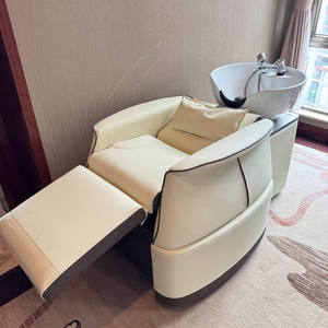 Nuevo sillón de lavado de cabello eléctrico de alta gama para <span class=keywords><strong>spa</strong></span> y salón de belleza, con elevación de piernas, semireclinable, lavabo de cerámica con descarga de agua y espacio de almacenamiento. - Product Image 3