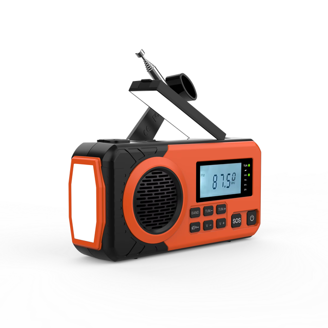 Portable Emergency Hand Crank Solar Radio With Multi-functional , Power Bank,lamp, SOS Alarm Flashlight for Outdoor & Camping