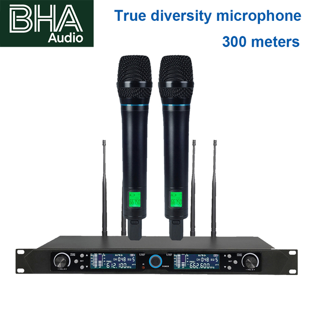 BHA BK688 Wireless True Diversity Microphone 300M Metal Handheld UHF Long-Distance Transmission Factory Wholesale Price OEM LOGO