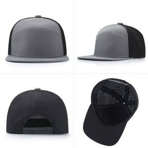 Wholesale Oem Custom High Quality 7 Panel <b>Flat</b> Bill PVC Patch Logo Sport Snapback Cap Waterproof Laser Cut Hole Perforated <b>Hat</b> - Product Image 6