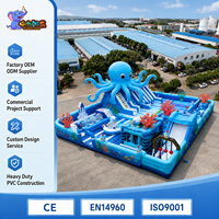 Parcours d'obstacles gonflable commercial Sea World en PVC avec toboggan pour location en parc, fournisseur OEM ODM d'usine