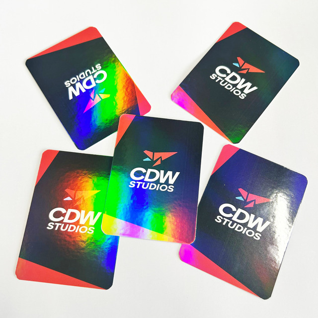 Low MOQ Luxury Holographic Rainbow Colorful Greeting Business Cards Customized Logo Holographic Film Laminated Gift Postal Cards